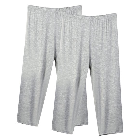 Moxiu Capri Pantalon de Sommeil pour Femmes, Pantalons Capri pour Dames, Lot de 2, Grande Taille, Pantalon de Pyjama Taille Haute, Longueur Capri, Bas de Pyjama, Pantalon de Détente 2025 Gris, XXXXXL