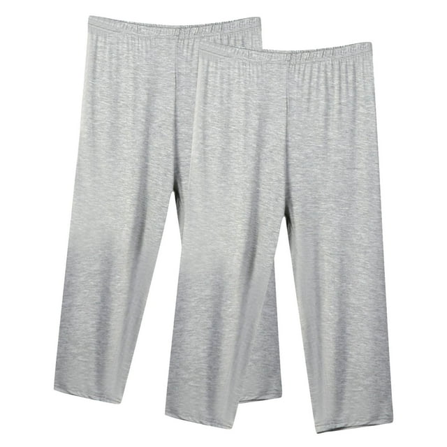 Plebaso 2 Pack Womens Capris Pants Plus Size Wide Leg Loose Cropped Pants Lounge Yoga Pants for Workout
