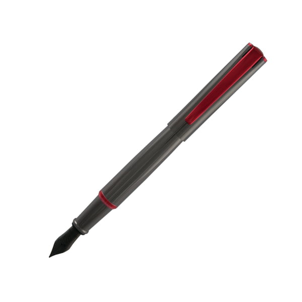 New Monteverde Impressa Gunmetal With Red Trim Fountain Pen Fine Nib