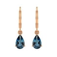 thumbnail image 2 of 7x5 MM Pear Shape London Blue Topaz 925 Sterling Silver Rose Vermeil Teardrop Women Dangle Earrings, 2 of 3