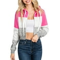 thumbnail image 4 of Doublju Women's Color Block Long Sleeve Cozy Crop Zip Up Hoodie, 4 of 4