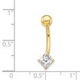 thumbnail image 3 of 10k Yellow Gold 5mm Square Cubic Zirconia Cz Belly Button Rings Screw Navel Bars Body Piercing Naval, 3 of 7