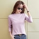 thumbnail image 3 of Otoño e invierno nueva camiseta de manga larga de algodón mercerizado para mujer, camisa de otoño con cuello redondo y parte inferior ajustada de color sólido, camiseta de primavera y otoño, 3 of 5