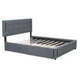 thumbnail image 5 of Harper & Bright Designs Queen Size Platform Bed with Trundle and 2 Drawers, Modern Linen Upholstery Bed Frame with LED Light Headboard, Gray, 5 of 18