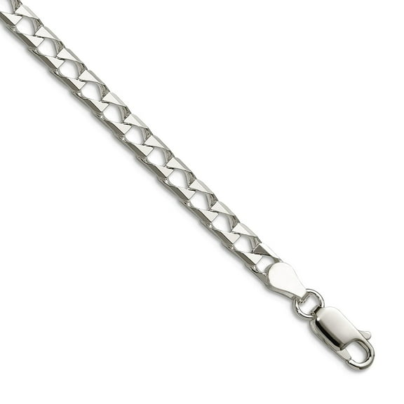 925 Sterling Silver 4mm Sparkle-Cut Square Curb Chain Necklace 18 Inch Chain Necklace for Women and Men