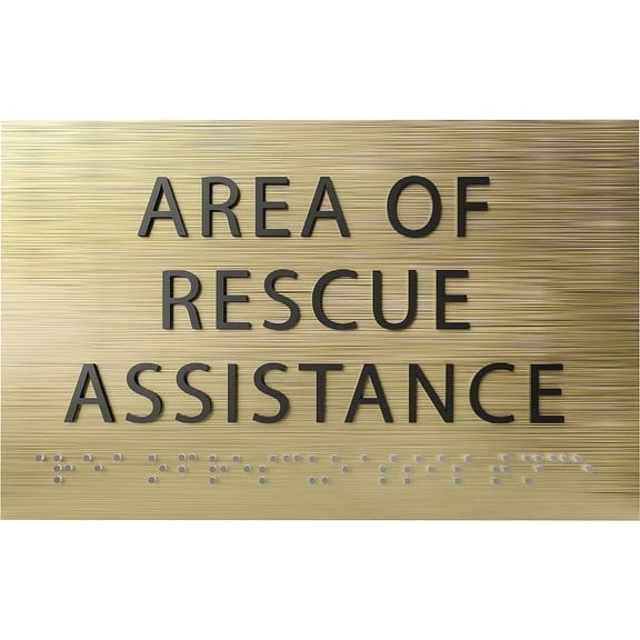 6" X4" Area of Rescue Assistance Sign- Tactile Graphics Grade 2 Braille Text ADA Compliant Sign |ADA Compliant Plastic Signs for Schools, Offices, Businesses, Apartments & Restaurants