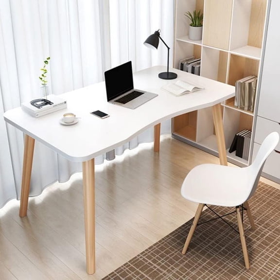 SRIAA Modern White Wooden Computer Table, 40" L x 20" W x 30" H inches – Durable and Stylish Desk for Home Office, Bedroom, or Study