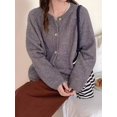 thumbnail image 6 of Women'S Long Sleeve Crew Neck Chunky Oversized Button Up Cute Cardigan Fall Trendy Sweaters Clothes Gray One size, 6 of 7