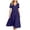 Dark Blue, variant on Women's Notch V-Neck Short Sleeve Empire Waist Loose Fit Casual Midi Dresses for Women Summer Everyday & Vacation Wear