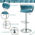 thumbnail image 3 of UIXE 360° Swivel Bar Stools Velvet Upholstered Adjustable Bar Chairs Set of 4 Silver Metal Barstool with Back & Footrest for Home and Kitchen, Blue, 3 of 5