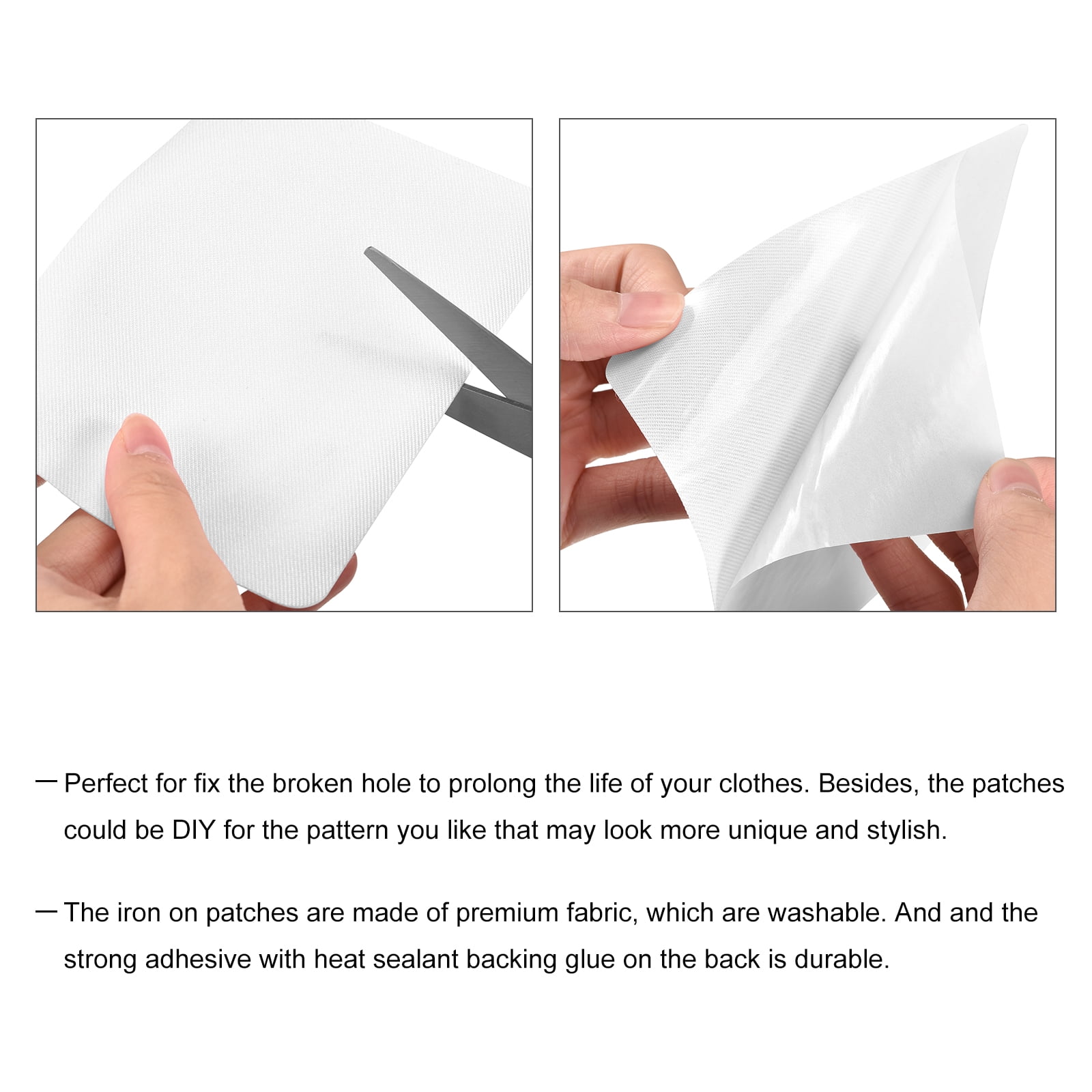 Unique Bargains Fabric Patch Iron-on Patches for Hole Repairing and Decoration White
