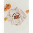 thumbnail image 3 of Wassery Baby Girl Halloween Romper Long Sleeve Round Neck Pumpkin Print Bodysuit Jumpsuits 3M 6M 12M 18M Infant Newborn Outfit, 3 of 9