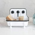 thumbnail image 2 of Black  White Enamel Finish Metal Sink Soap Dish with Faucet | Vintage Farmhouse Style, 2 of 9