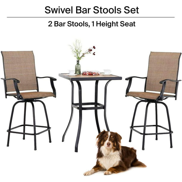 Ava Outdoor Bar High Bistro Set 3 Piece Patio Table And Chairs Com - Bistro Bar Patio Furniture Sets