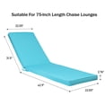 thumbnail image 4 of Patio Chaise Lounge Seat Cushion - 75" Long, Blue, Water , Removable Cover With Zipper, High Resilience Sponge Filling, Adjustable Straps Outdoor Chair 75 Inch Cushion, Breathable Material, Fade, 4 of 5