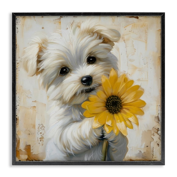 Stupell Industries Little Lucky Puppy Black Framed Giclee Art, design by Tina LeCour