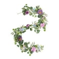 thumbnail image 1 of Guirnalda de peonías artificiales, guirnalda verde, guirnalda floral decorativa para festivales. Púrpura, 1 of 9