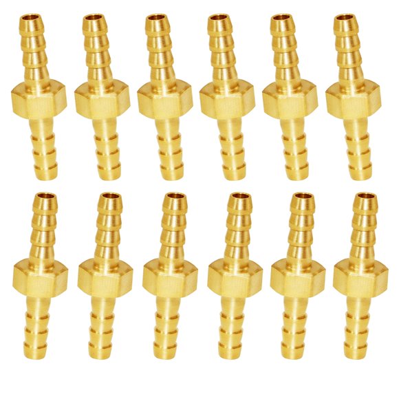 JoyTube Manguera de latón con conector de púas, empalmador de metales, unión de manguera de púas de 3/16 pulgadas, combustible, gas, agua y aire (paquete de 12)