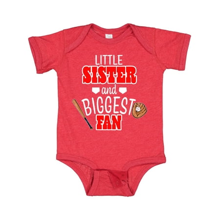 

Inktastic Little Sister and Biggest Fan Baseball Glove and Bat Gift Baby Girl Bodysuit