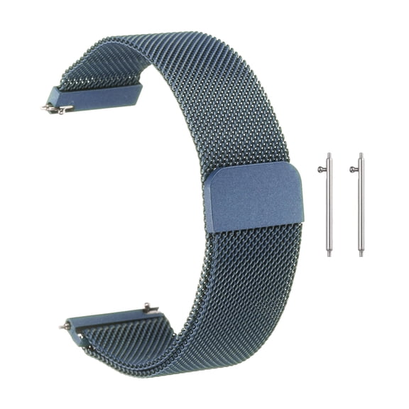 Uxcell Stainless Steel Mesh Watch Band 22mm Quick Release Metal Replacement Adjustable Watch Strap with Magnetic Buckle for Men Women, Blue