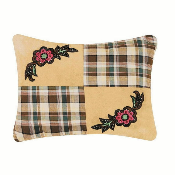 Rustic Damask Patch Pieced Accent Throw Pillow