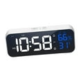 thumbnail image 2 of Reloj despertador digital LED con música, relojes de mesa, brillo ajustable, grande, 12/24 h Blanco, 2 of 9