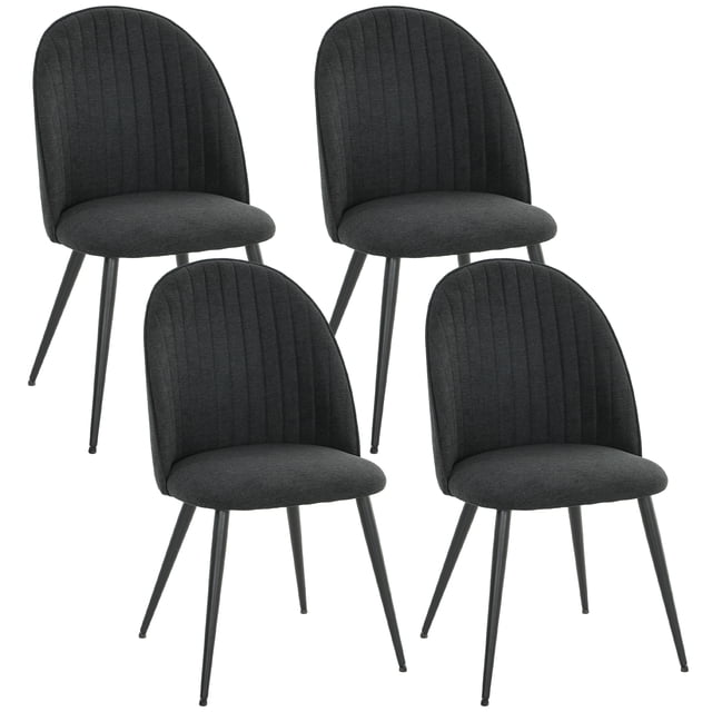 HOMCOM Set of 4 Modern Dining Chairs for Living Room, Black