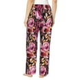 thumbnail image 3 of Uemuo Rose Flowers Pattern Women's Wide Leg Palazzo Lounge Pants with Pockets Light Weight Loose Comfy Casual Pajama Pants-X-Large, 3 of 9