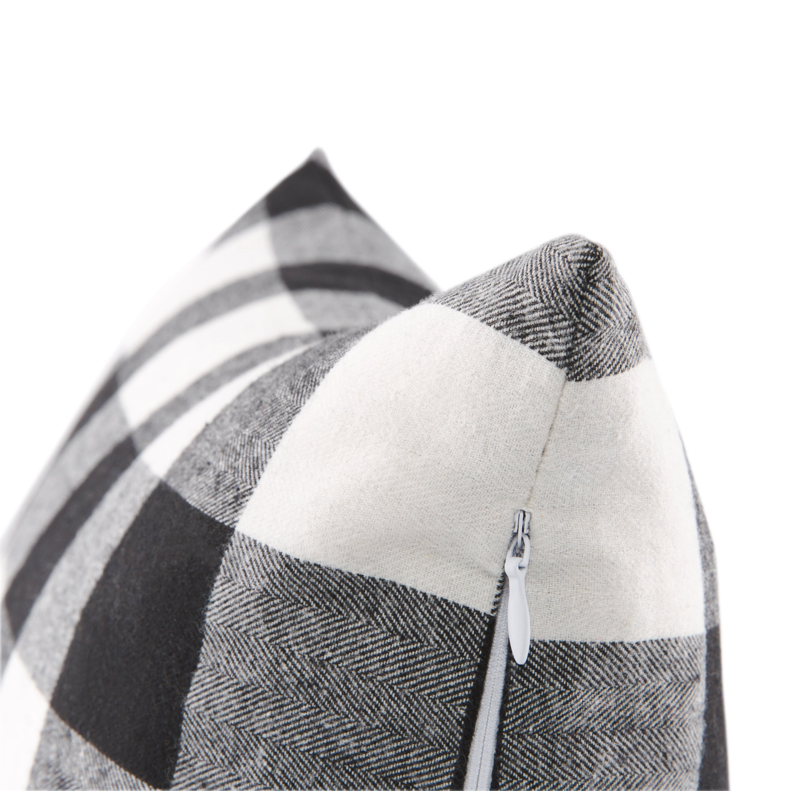 Better Homes & Gardens Feather Filled Buffalo Plaid Square Decorative Throw Pillow, 18" x 18", Black