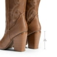 thumbnail image 4 of Women Cowboy Boots Knee High Western Embroidered Pull On with Side Zipper Chunky Heel Pointed Toe Comfortable Cowgirl Boots, 4 of 7