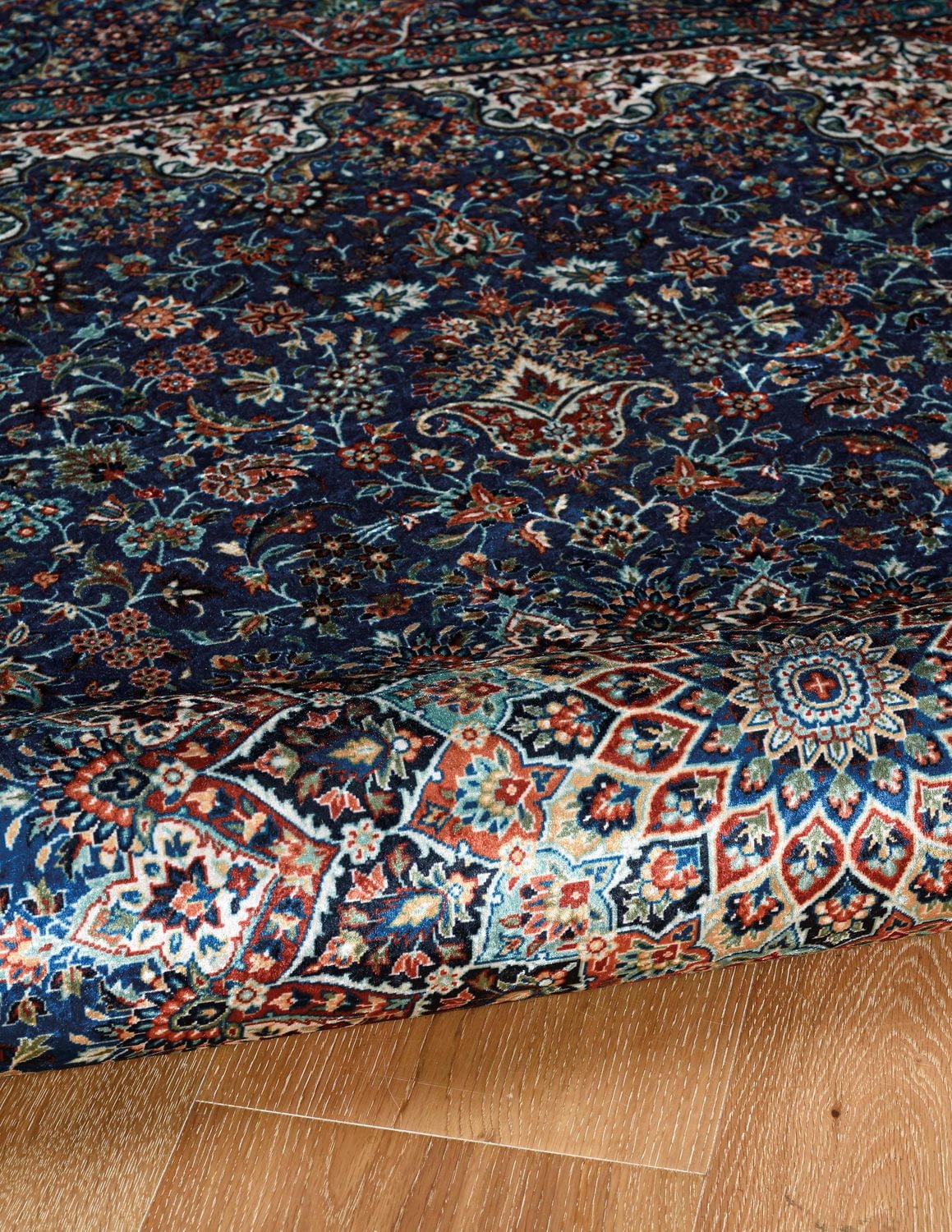 Tapis d'appoint Emerald Landis ivoire & bleu de 3 pi 3 po x 5 pi