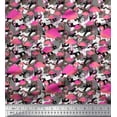 thumbnail image 1 of Soimoi polyester Crepe Fabric Camouflage Texture & Flamingo Bird Printed Fabric 1 Yard 52 Inch Wide, 1 of 1