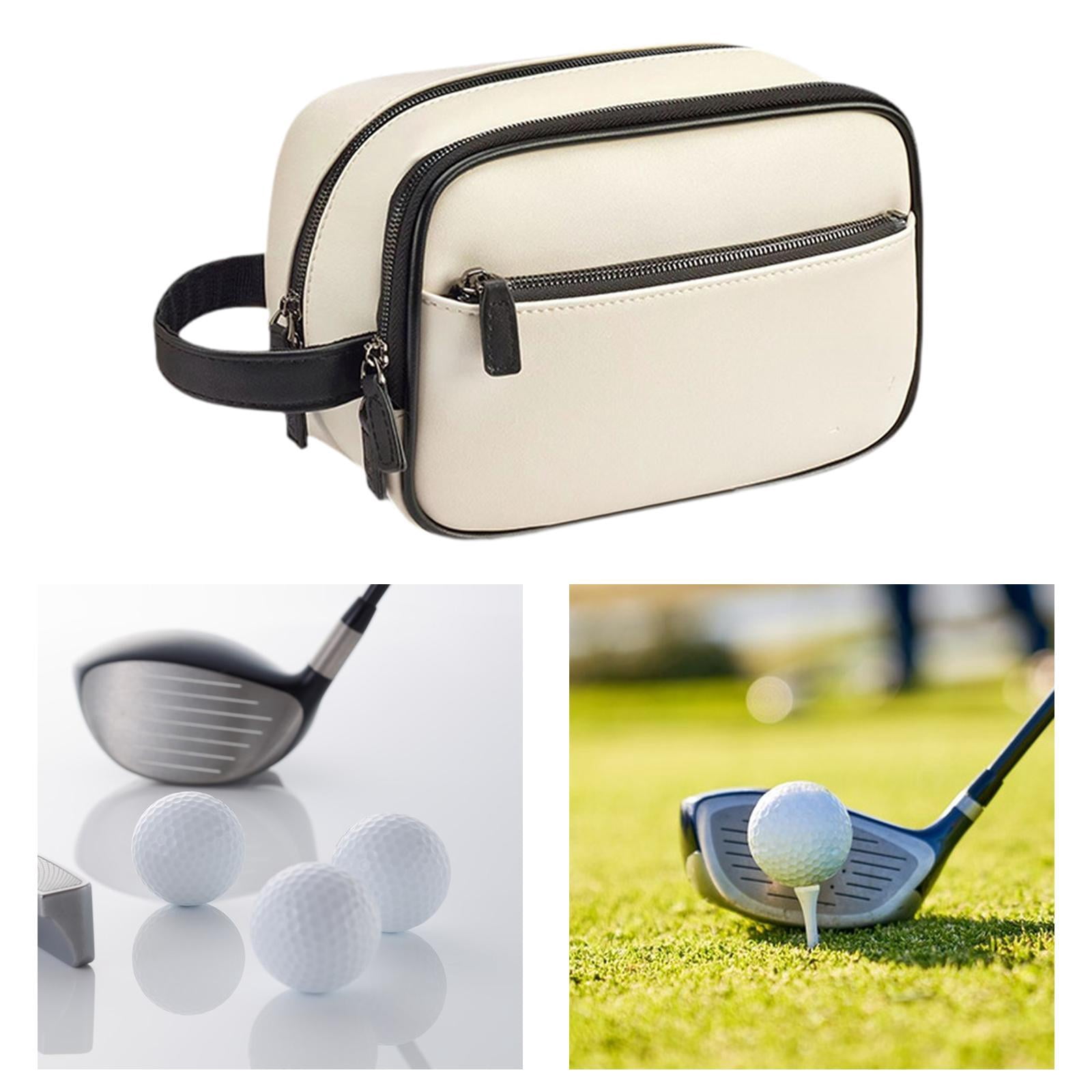 DimyFew Golf Accessory Bag Golf Ball Case Lightweight Travel Golfer Bag with Wrist Strap White