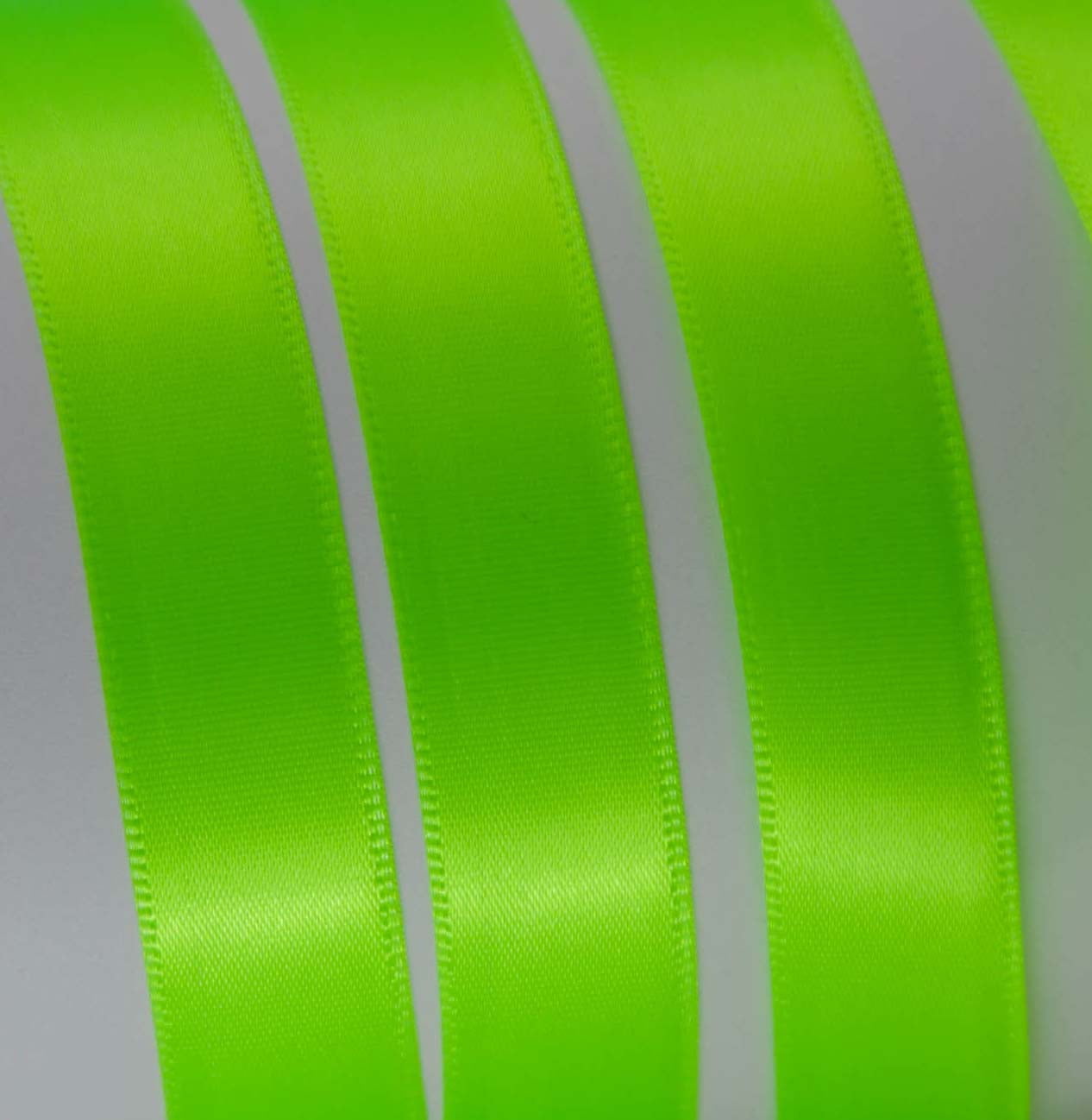 Offray Ribbon, Neon Green 5/8 inch Single Face Satin Polyester Ribbon, 18 feet