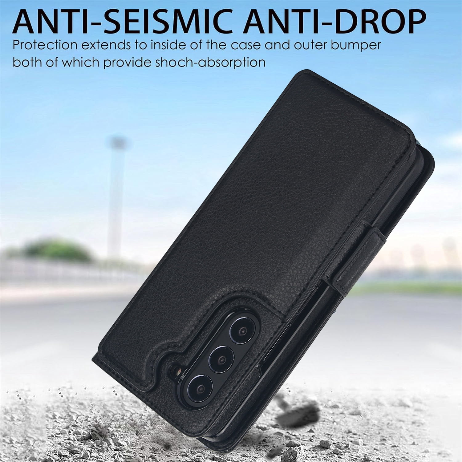 Wallet Case for Samsung Galaxy Z Fold 7 with S-Pen Holder and Credit Card Slots, Premium PU Leather RFID Blocking Magnetic Closure Flip Phone Case Cover for Samsung Galaxy Z Fold 7, Black