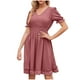 thumbnail image 2 of mfyjkho Vestidos para mujer, Vestido mini liso de gasa con cuello en V y manga corta para mujer, informal, de verano Vestidos festivos para mujer m, 2 of 6