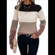 thumbnail image 1 of Suéteres de Bloque de Color para Mujer, Blusas de Larga con Cuello Alto, Suéter de Punto Holgado. Camello L, 1 of 7