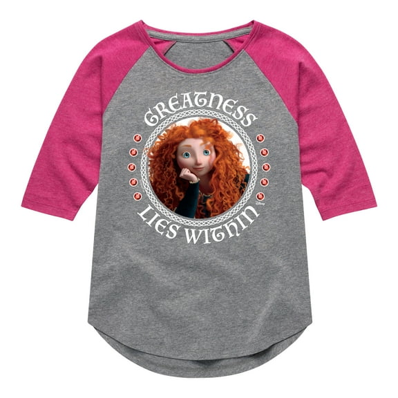 Disney Brave - Merida Greatness Lies Within - Toddler & Youth Girls Raglan Graphic T-Shirt