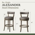 thumbnail image 5 of Maven Lane Alexander Bar Stool, Reclaimed Oak with Stone Vegan Leather, Set of 4, 5 of 6