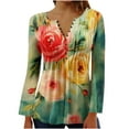 thumbnail image 2 of YOTAMI Printed Blouse for Women Plus Size Blouse for Daily Long Sleeve Button V-Neck Ruffled Comfy Tops Multicolor XXXL, 2 of 5