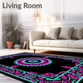 thumbnail image 2 of ODIKA 3'x5' Machine Washable Non-Slip Area Rug, Vivid Marine Fantasy with Interlocking Festive Flourishes High Traffic Rug with Pad, Pink, 745424, 2 of 8