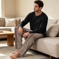 thumbnail image 5 of VV AVEORS Mens Pajama Set Long Sleeve Soft Sleepwear Loungewear Pjs Tops Plaid Pants With Pockets 2 Piece Holiday Sleepwear Earthy Yellow 2XL, 5 of 8