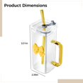 thumbnail image 3 of Bowknot Glass Cup with Handle, Lovely Bow Glass Cup with Straw & Lid, Transparent Long Glass Cup, Clear Glass Lemon Tea Cup, Milk Glass Cup, Coffee Mug for Home Office Cafe, 3 of 5