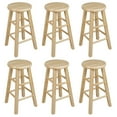 thumbnail image 1 of PJ Wood Classic Round-Seat 24" Kitchen Counter Stools, Natural (Set of 6), 1 of 7
