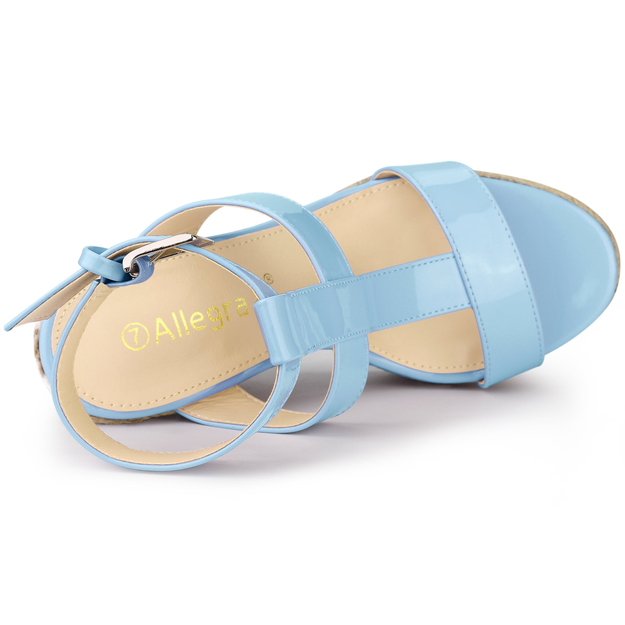 DARING DIVA Women's Strappy Wedge Platform Sandals Sky Blue 10