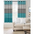 thumbnail image 2 of Turquoise Wood Grain Blackout Curtains, Light Blocking Print Window Curtains, Country Retro Wooden Plank Gray Thermal Insulated Window Drapes for Living Room Kitchen Cafe 2 Panels, 55"W x 39"L, 2 of 9