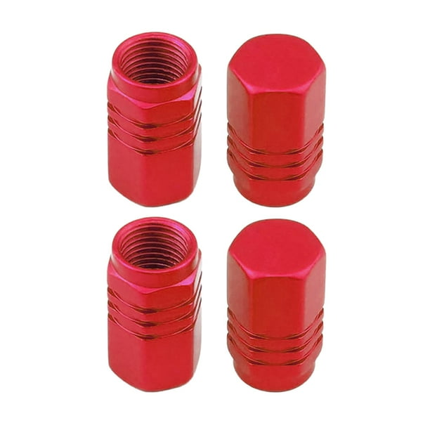 4 tapones para válvulas de neumáticos, universales, profesionales, a prueba de polvo Rojo
