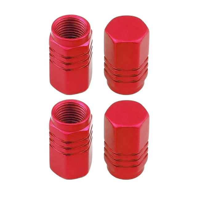 4 tapones universales para válvulas de neumáticos, herméticos y sellados. Rojo