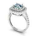 thumbnail image 2 of 1.615 ctw Solitaire with Zirconia Diamond Accents Anniversary Ring for Women | Round Cut Blue Moissanite | Hyperallergenic Solid 14K White Gold, 2 of 5