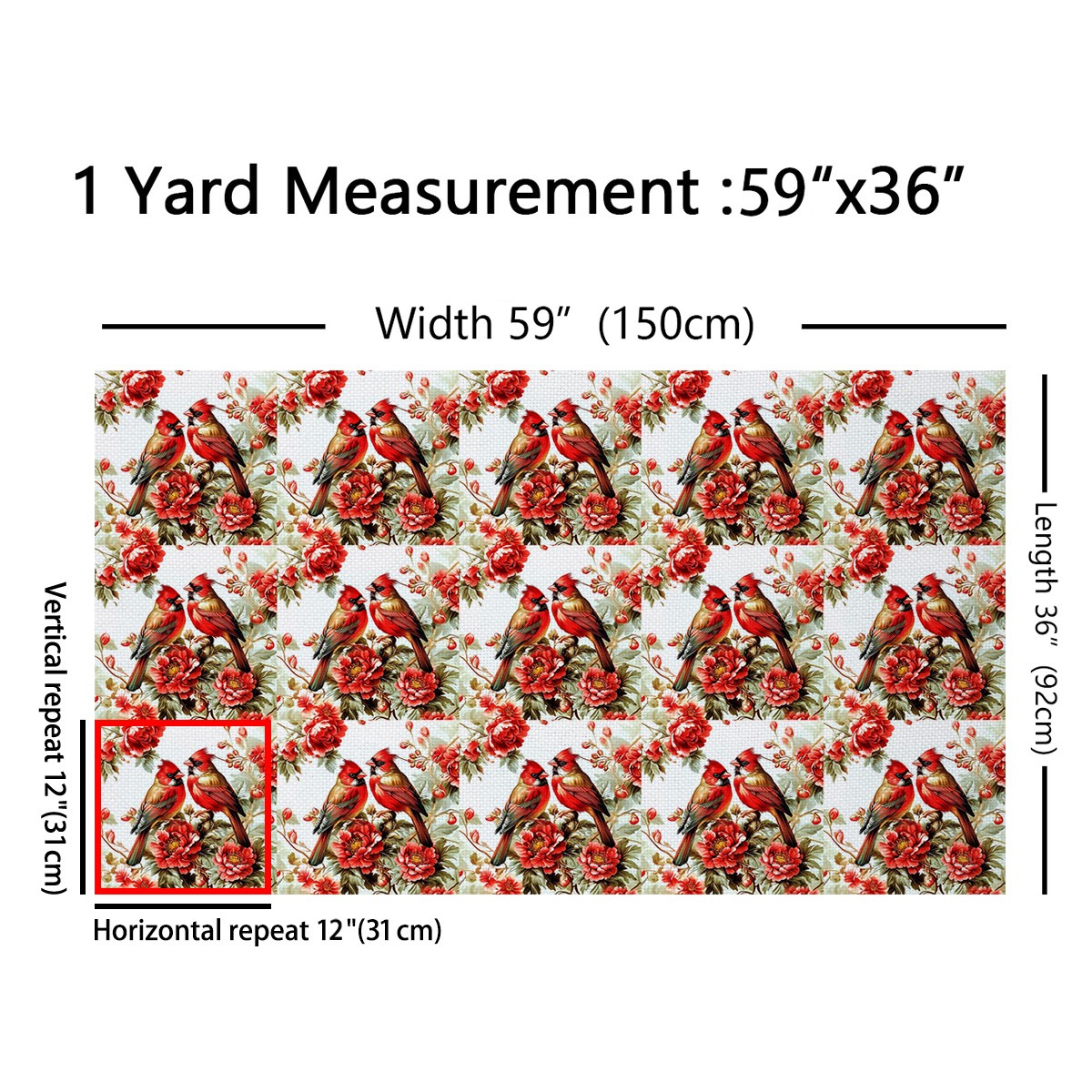 Castle Fairy Cardinal Bird Fabric by the Yard 2 Yards for Teens,Chic Flowers Room Decor Fabric by the Yard,Merry Christmas Sewing Fabric,Super Cozy Room Decor